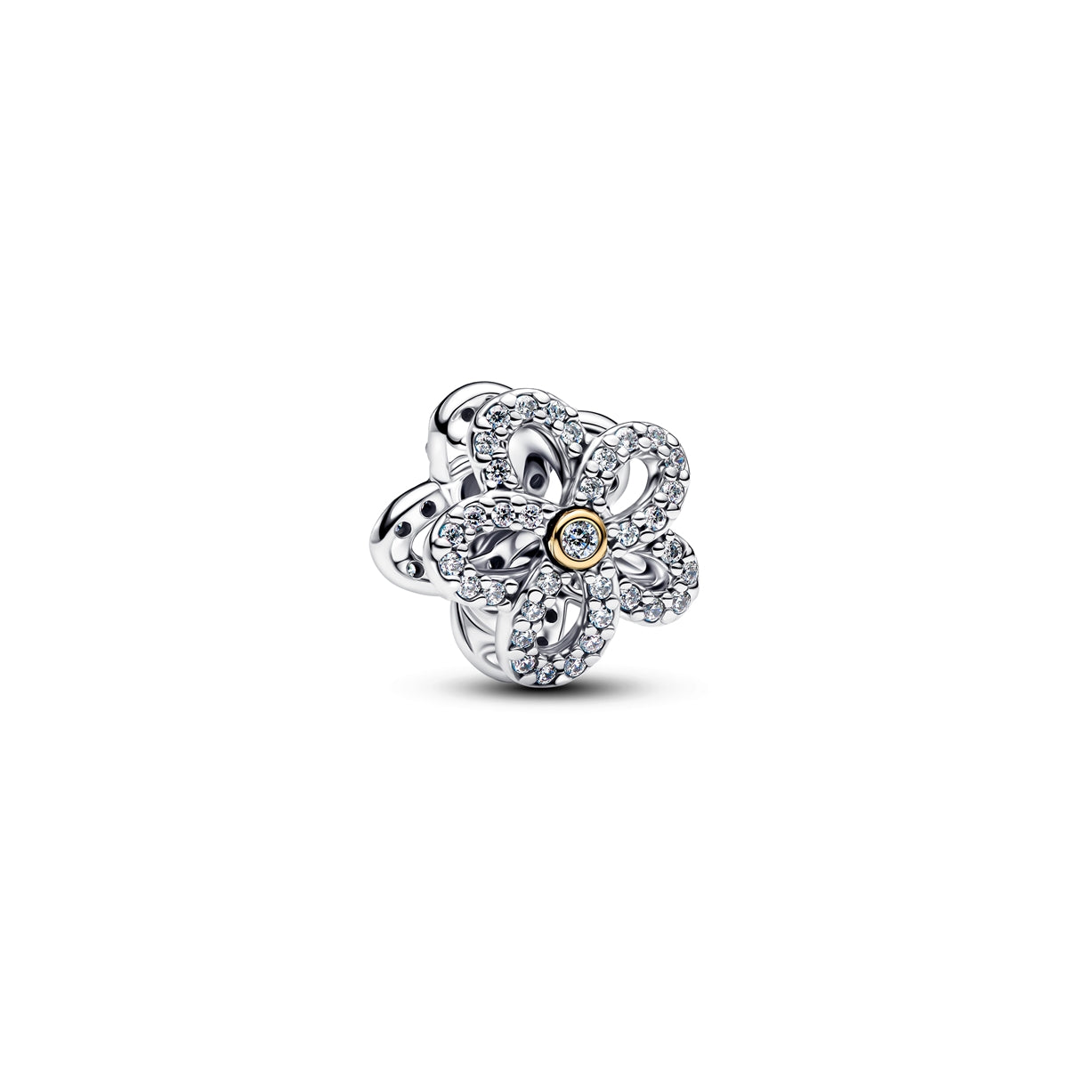 Pandora Silver Pavé Flower Openwork Charm