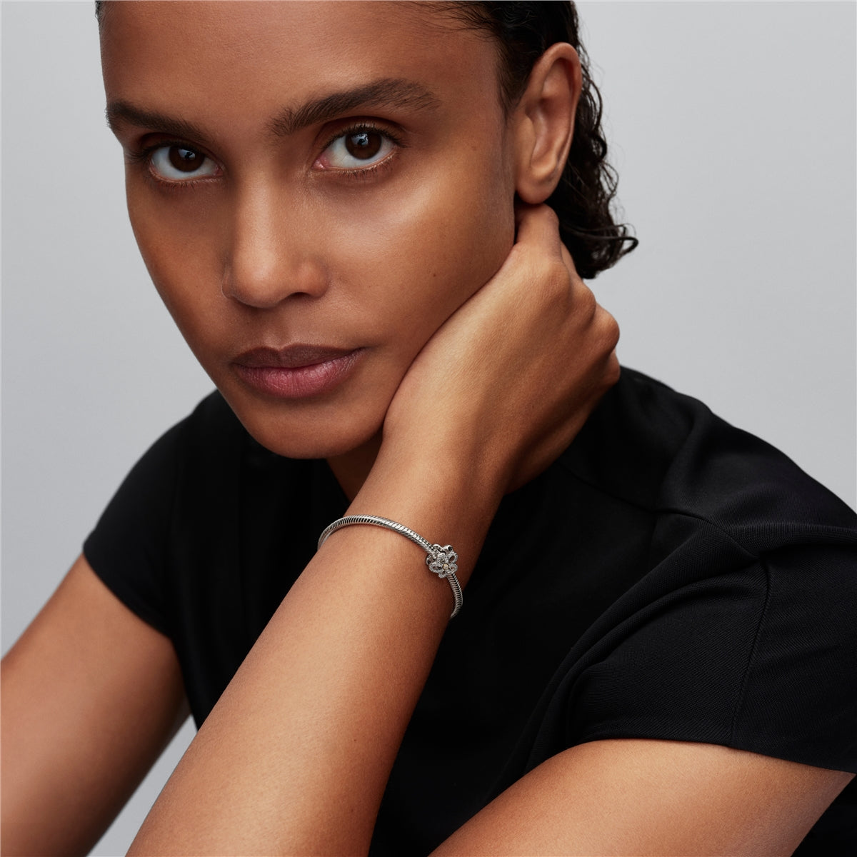 Pandora Silver Pavé Flower Openwork Charm