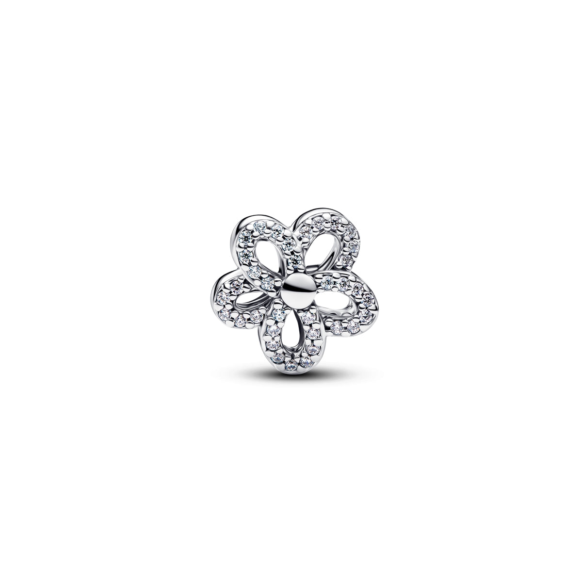 Pandora Silver Pavé Flower Openwork Charm