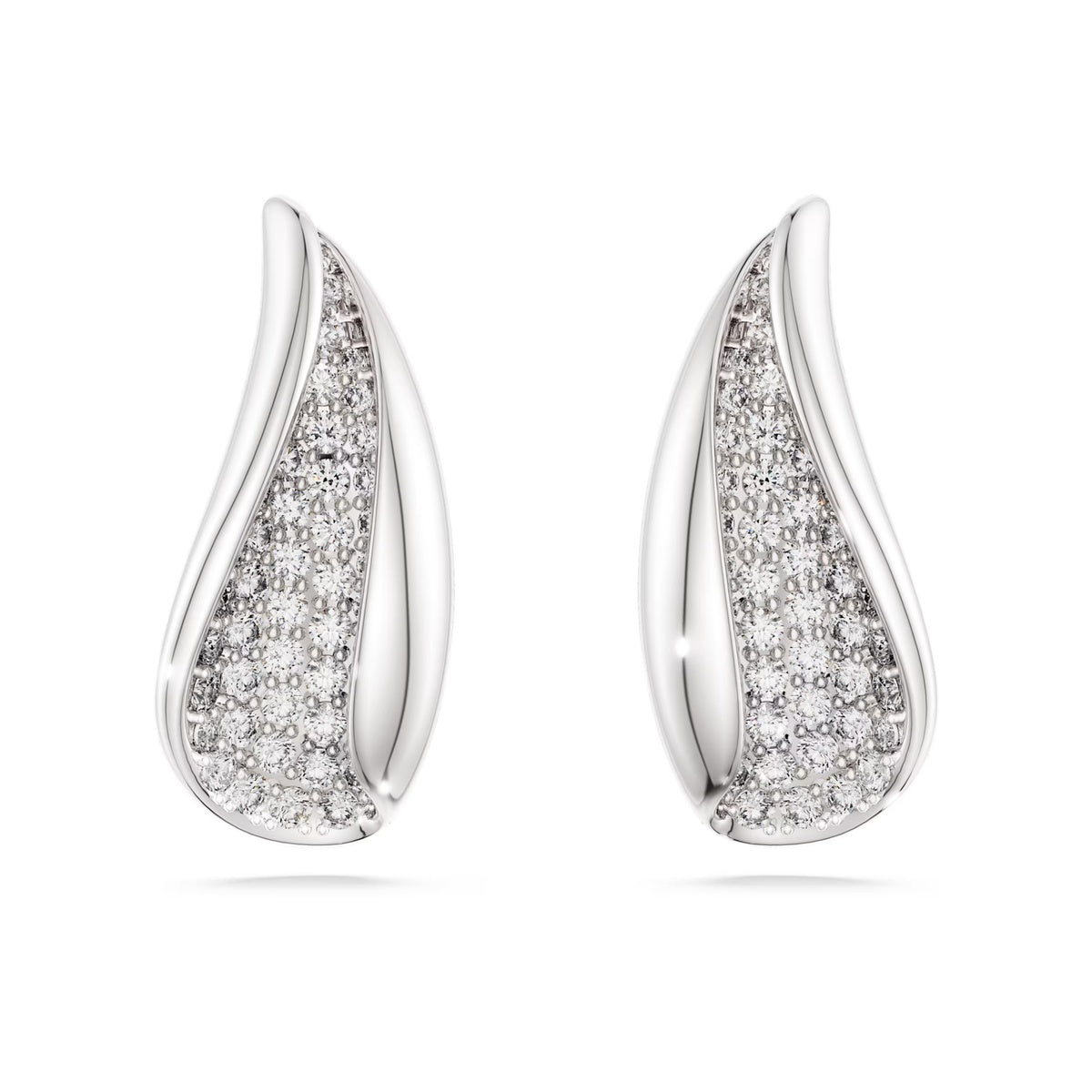 Swarovski Classica Sterling Silver White Round Cut Drop Earrings