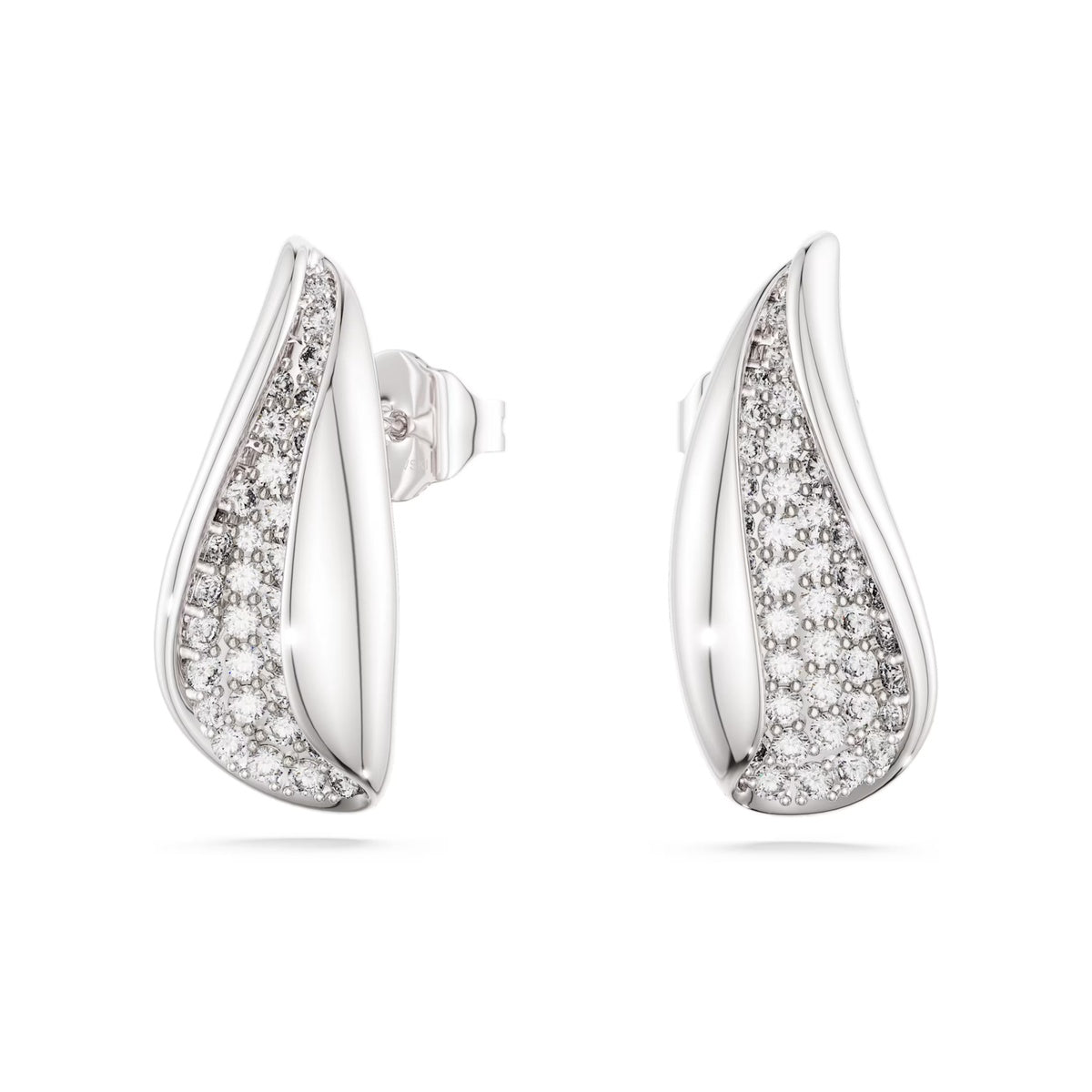 Swarovski Classica Sterling Silver White Round Cut Drop Earrings