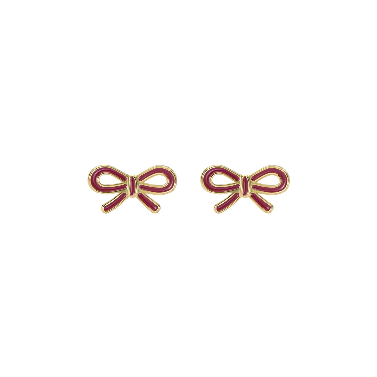 Ted Baker Gold Riley Ribbon Bow Plum Stud Earrings