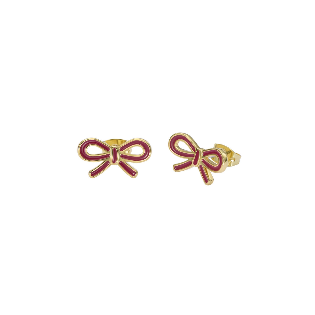 Ted Baker Gold Riley Ribbon Bow Plum Stud Earrings