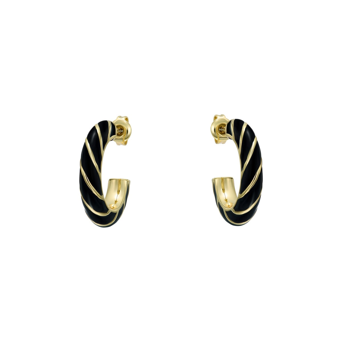 Ted Baker Gold Tiffany Twist Enamel Black Hoops