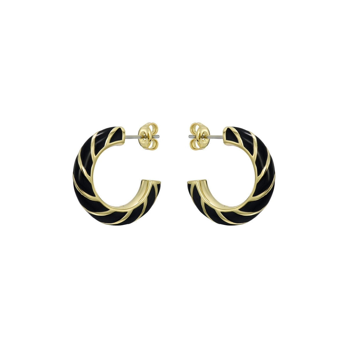 Ted Baker Gold Tiffany Twist Enamel Black Hoops