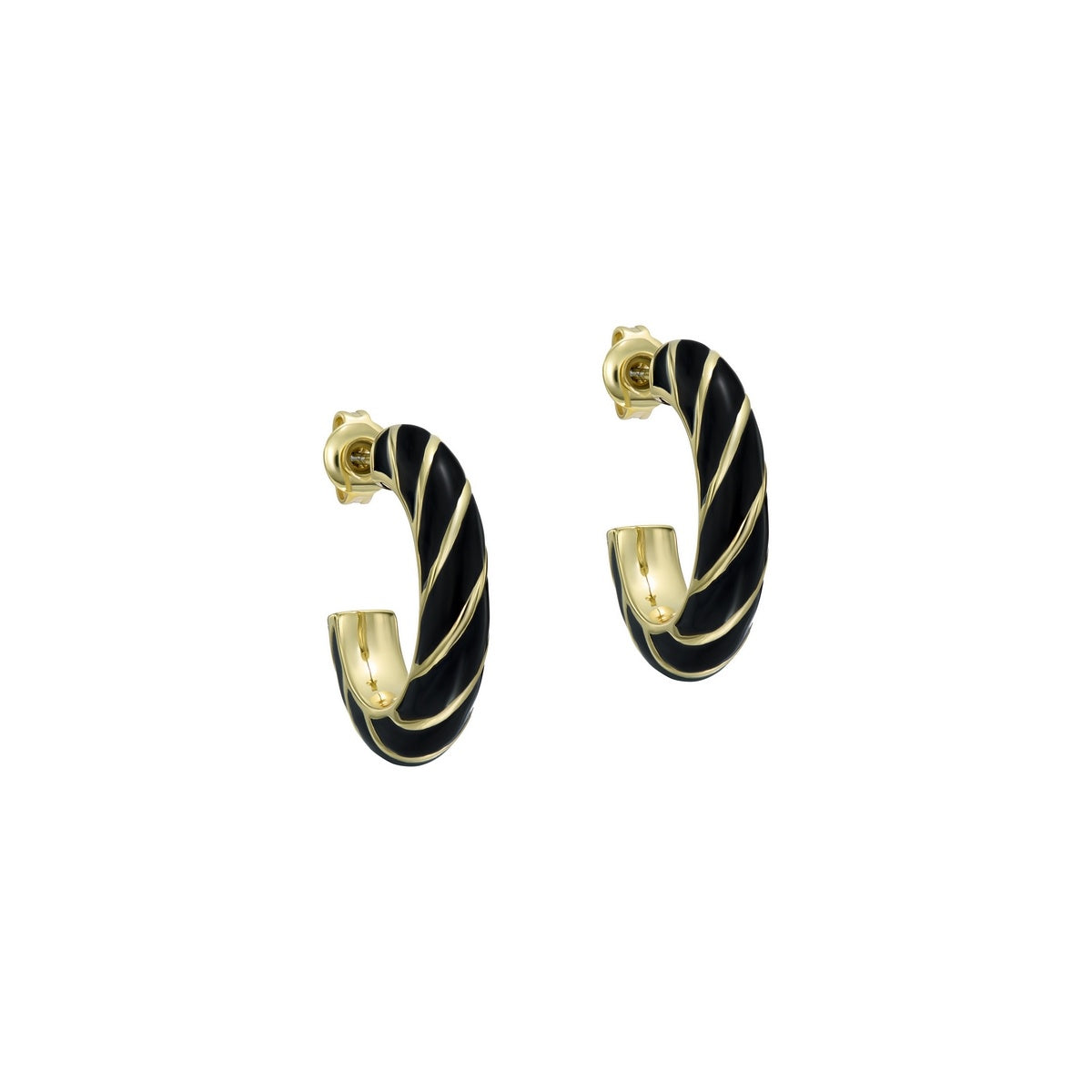 Ted Baker Gold Tiffany Twist Enamel Black Hoops