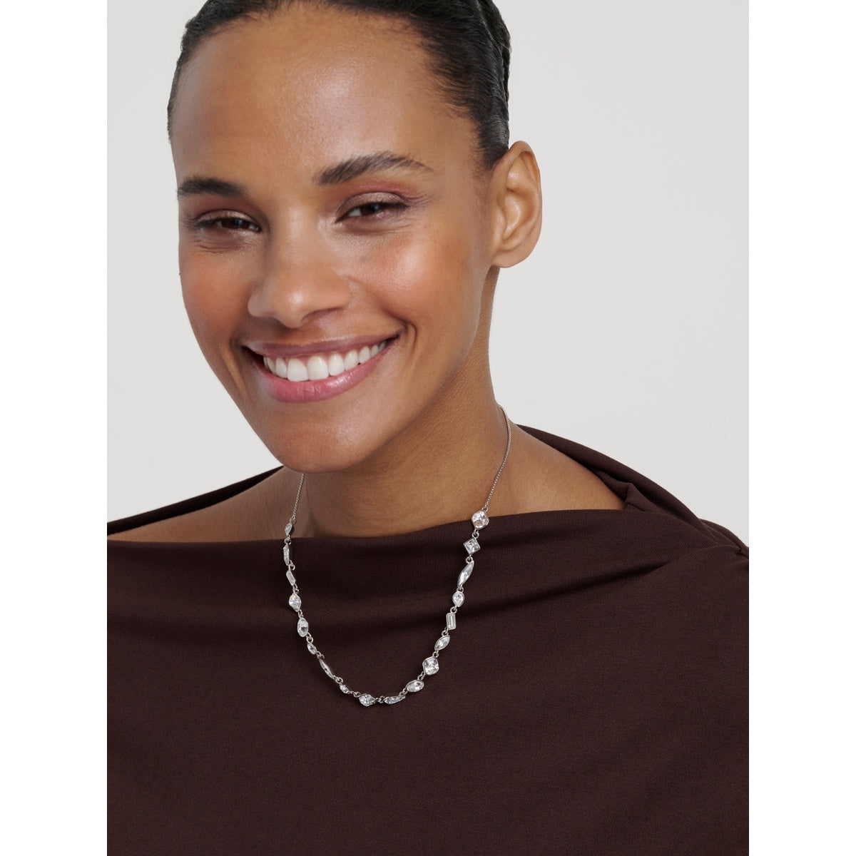 Ted Baker Silver Julie Jewel Chain Crystal Necklace
