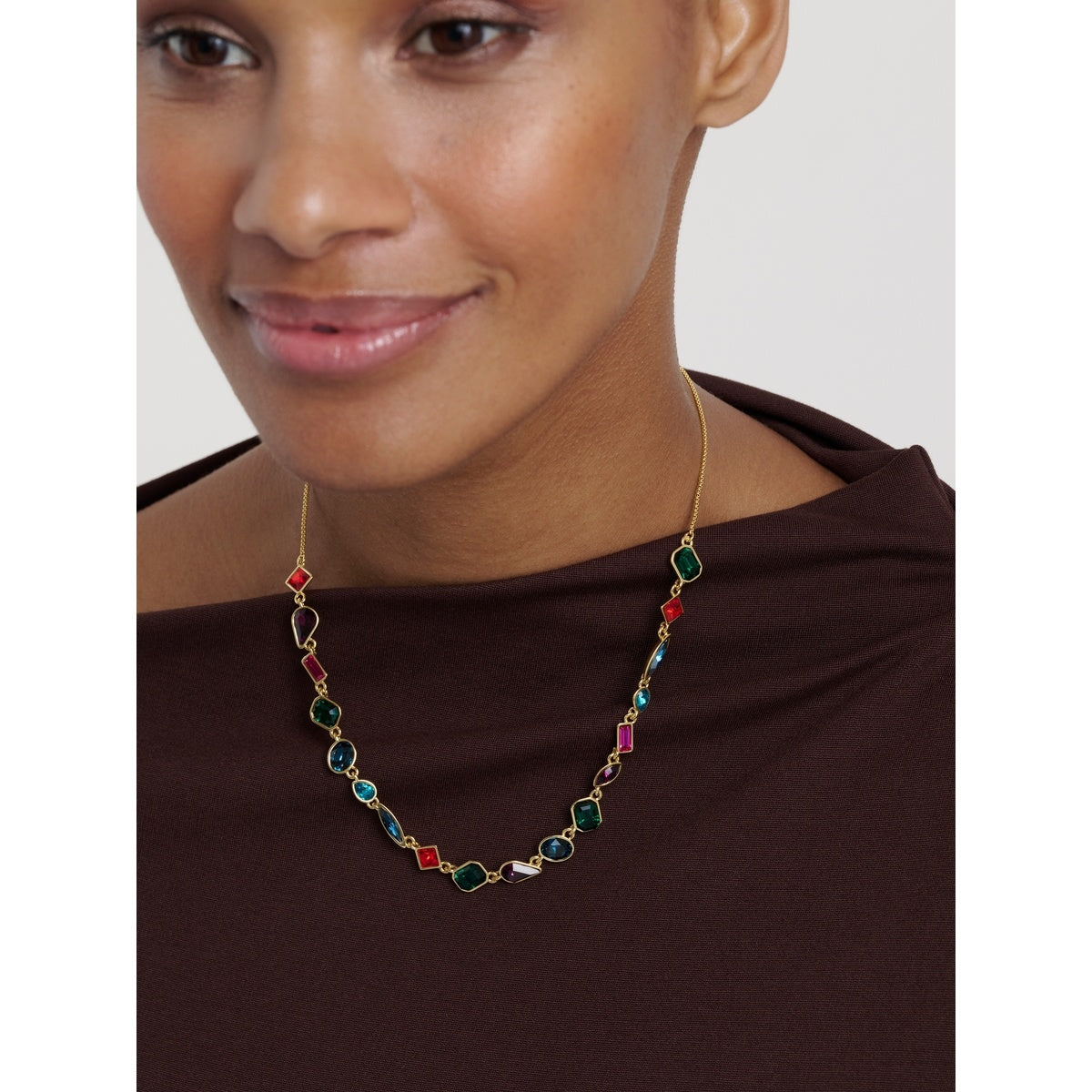 Ted Baker Gold Julie Jewel Chain Multi Crystal Necklace