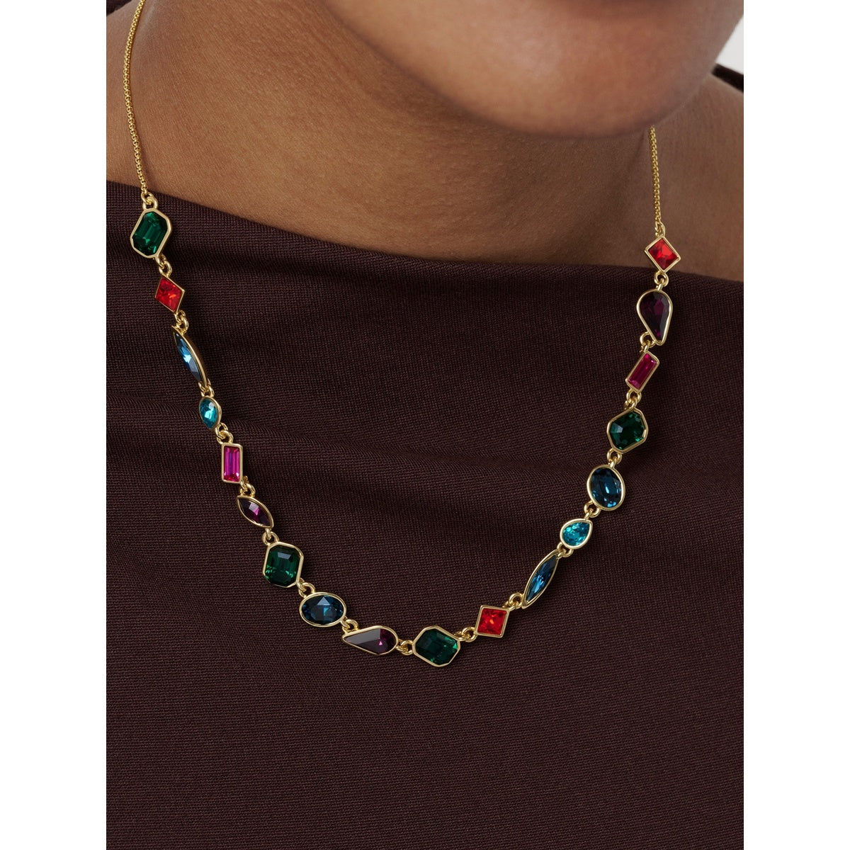 Ted Baker Gold Julie Jewel Chain Multi Crystal Necklace