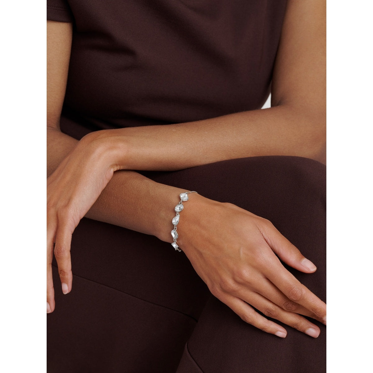 Ted Baker Silver Juliet Jewel Chain Crystal Sliding Bracelet