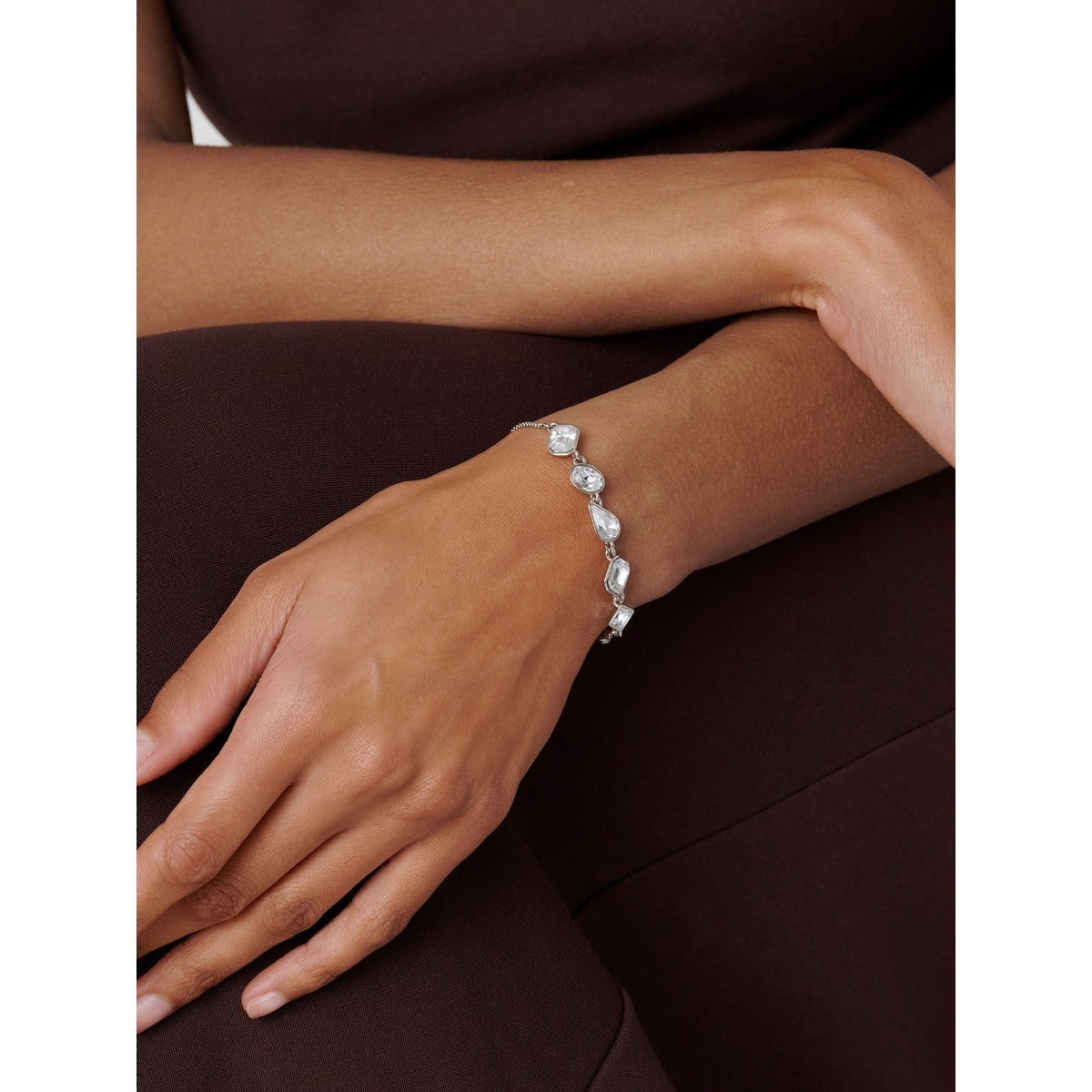 Ted Baker Silver Juliet Jewel Chain Crystal Sliding Bracelet