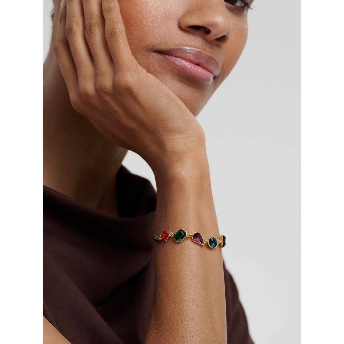 Ted Baker Gold Juliet Jewel Chain Multi Crystal Sliding Bracelet