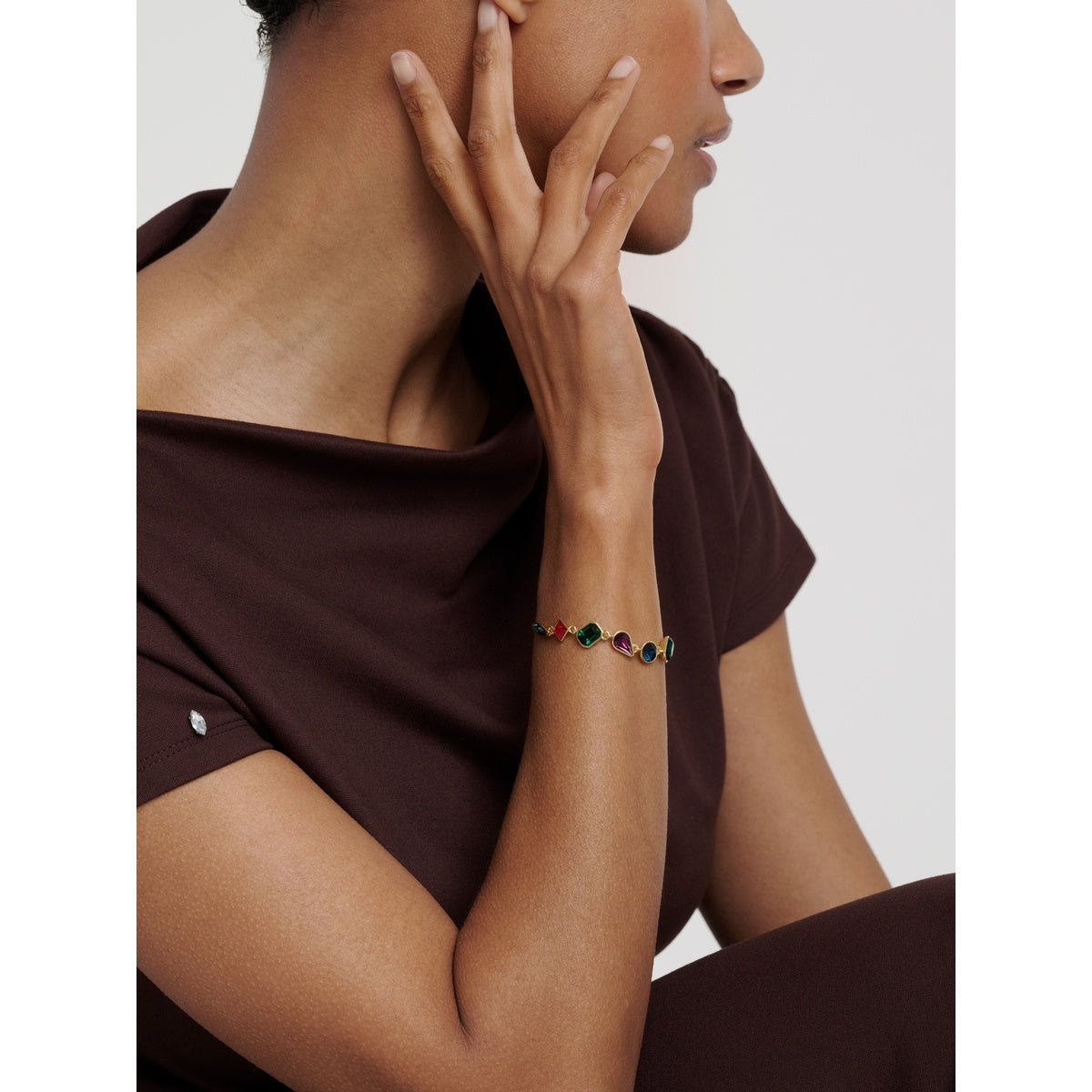 Ted Baker Gold Juliet Jewel Chain Multi Crystal Sliding Bracelet