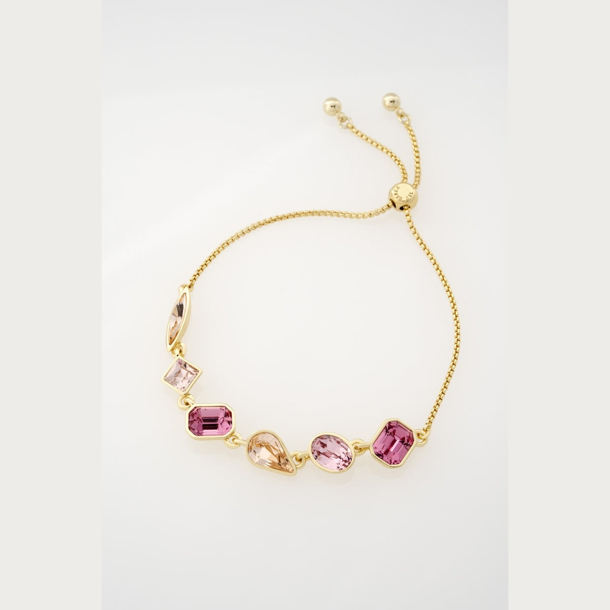 Ted Baker Gold Juliet Pink Jewel Crystal Sliding Bracelet