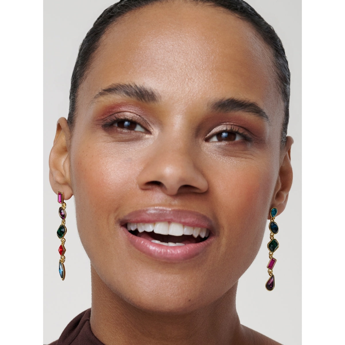 Ted Baker Gold Julianna Jewel Chain Multi Crystal Drop Earrings
