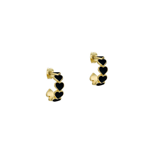 Ted Baker Gold Hannah Enamel Heart Black Hoop Earrings