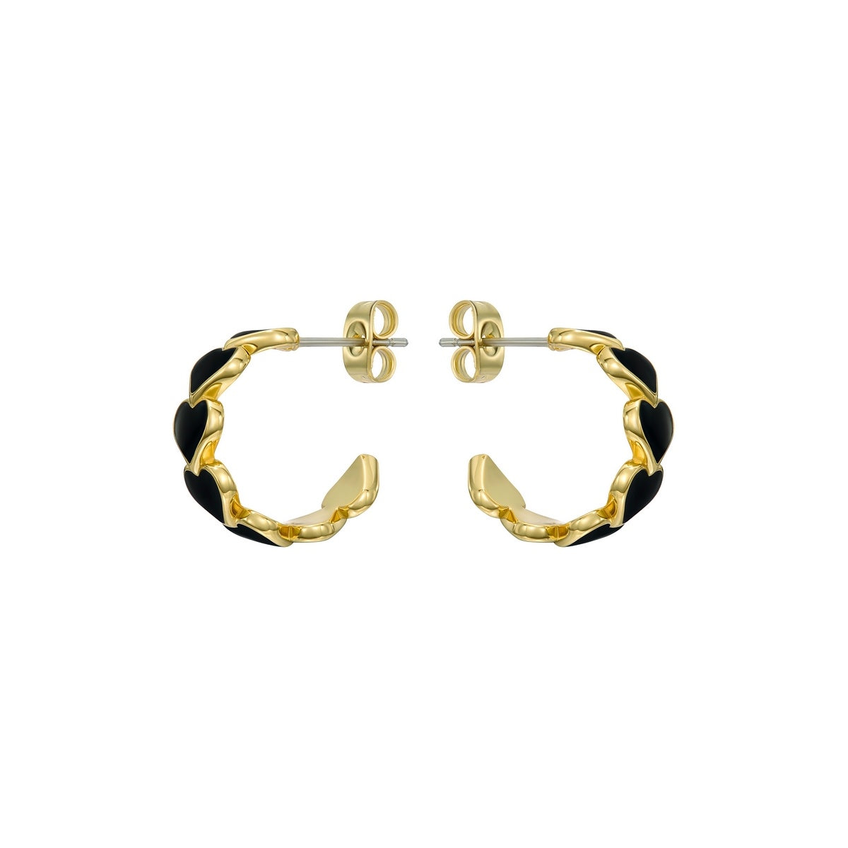 Ted Baker Gold Hannah Enamel Heart Black Hoop Earrings