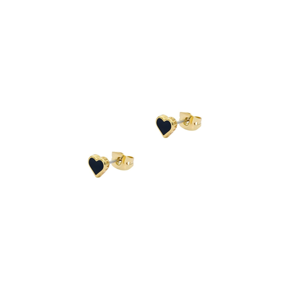 Ted Baker Gold Hailey Enamel Heart Black Stud Earrings