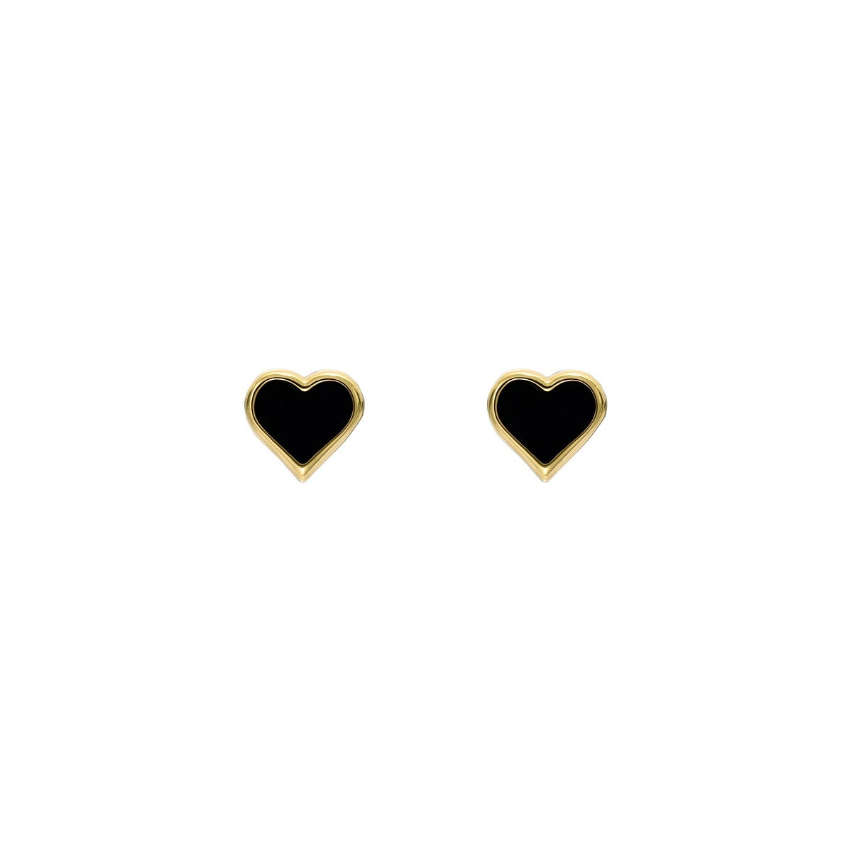 Ted Baker Gold Hailey Enamel Heart Black Stud Earrings