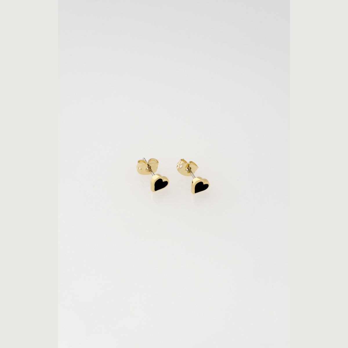 Ted Baker Gold Hailey Enamel Heart Black Stud Earrings