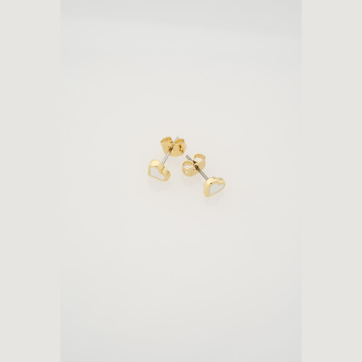 Ted Baker Gold Hailey Enamel Heart White Stud Earrings
