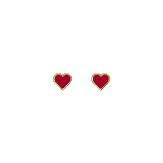 Ted Baker Gold Hailey Enamel Heart Red Stud Earrings