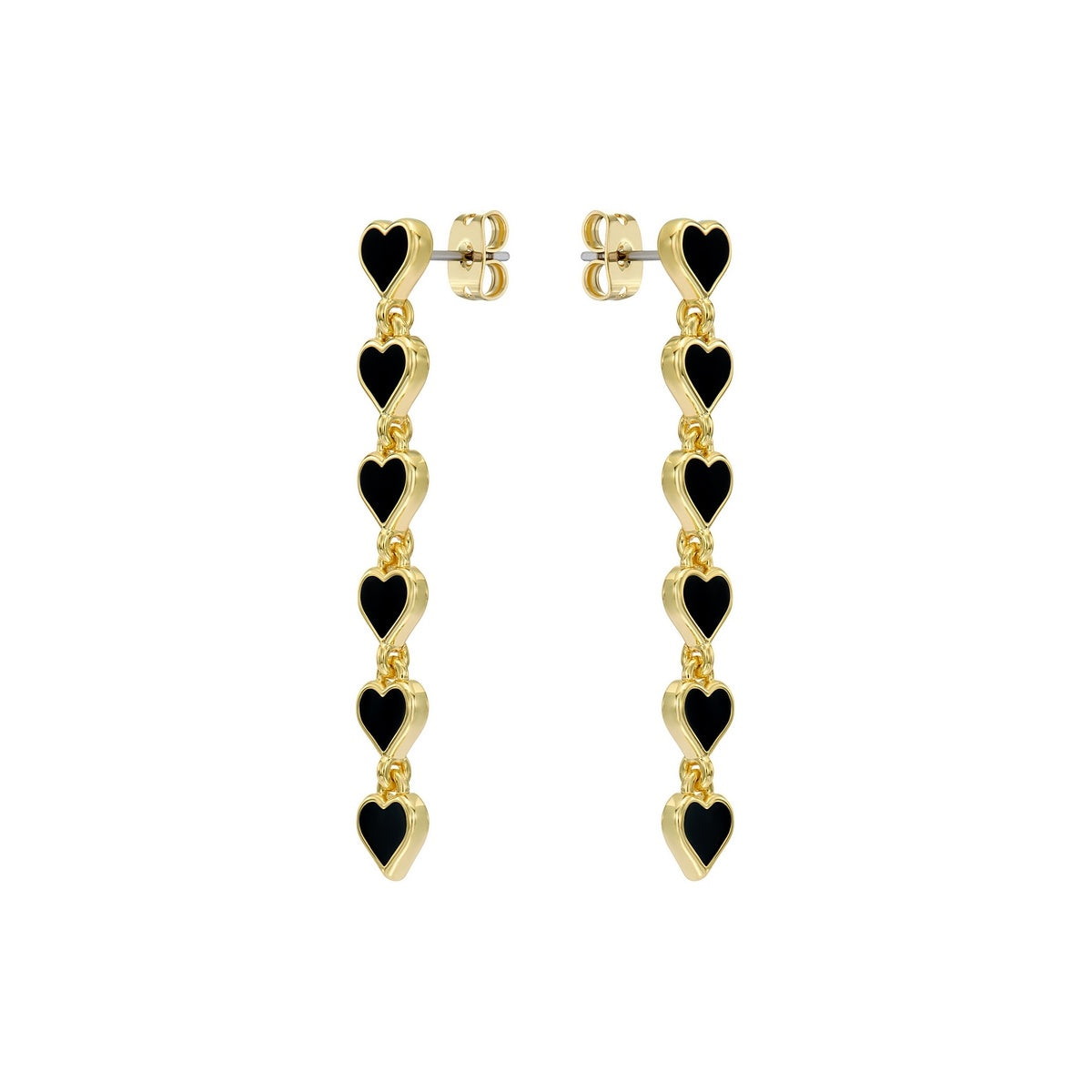 Ted Baker Gold Hartley Enamel Heart Black Drop Earrings