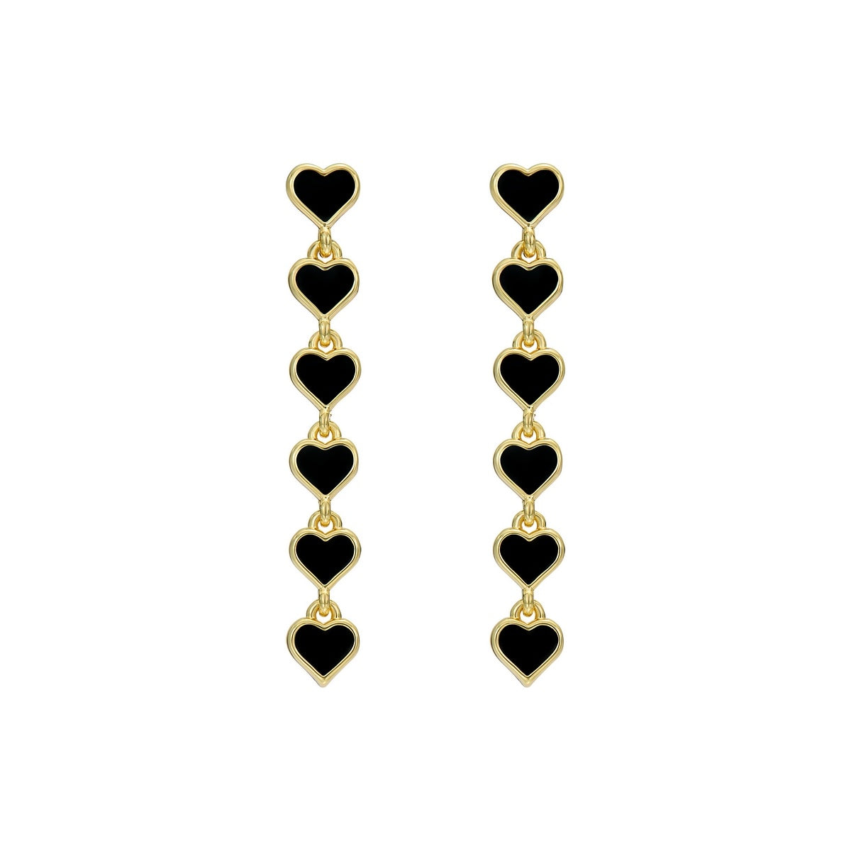Ted Baker Gold Hartley Enamel Heart Black Drop Earrings