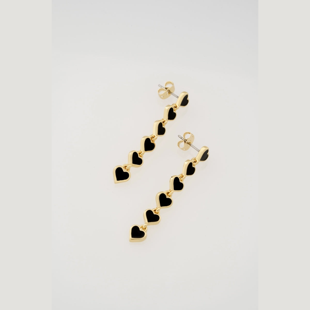 Ted Baker Gold Hartley Enamel Heart Black Drop Earrings