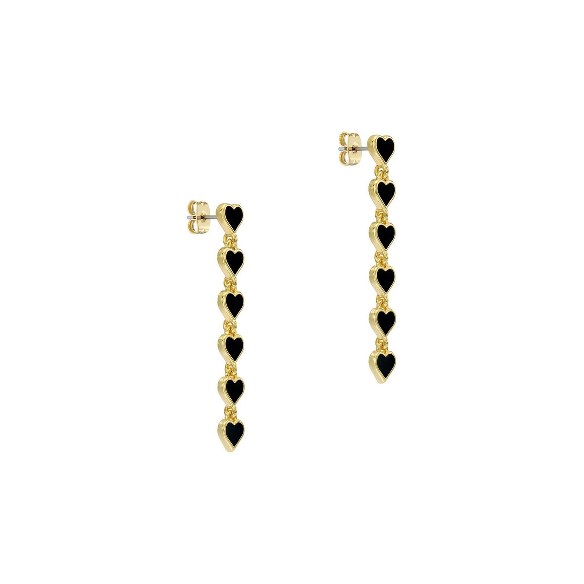 Ted Baker Gold Hartley Enamel Heart Black Drop Earrings
