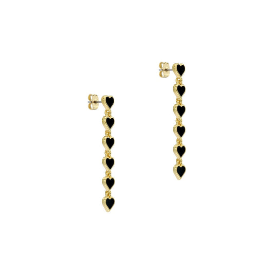 Ted Baker Gold Hartley Enamel Heart Black Drop Earrings