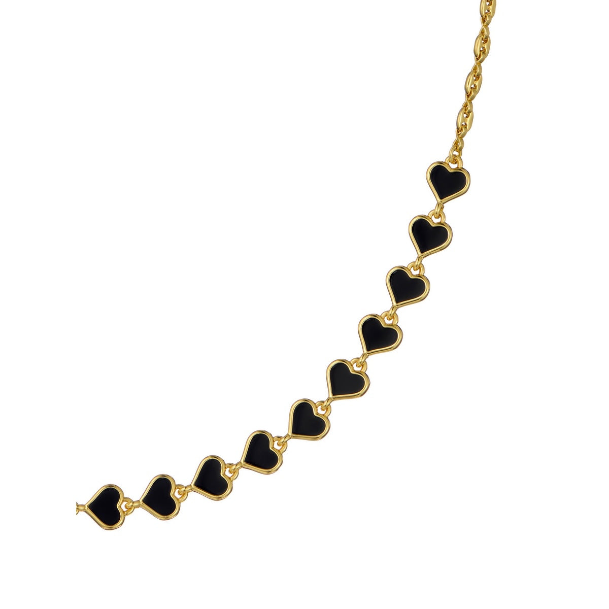 Ted Baker Gold Hazel Enamel Heart Black Necklace
