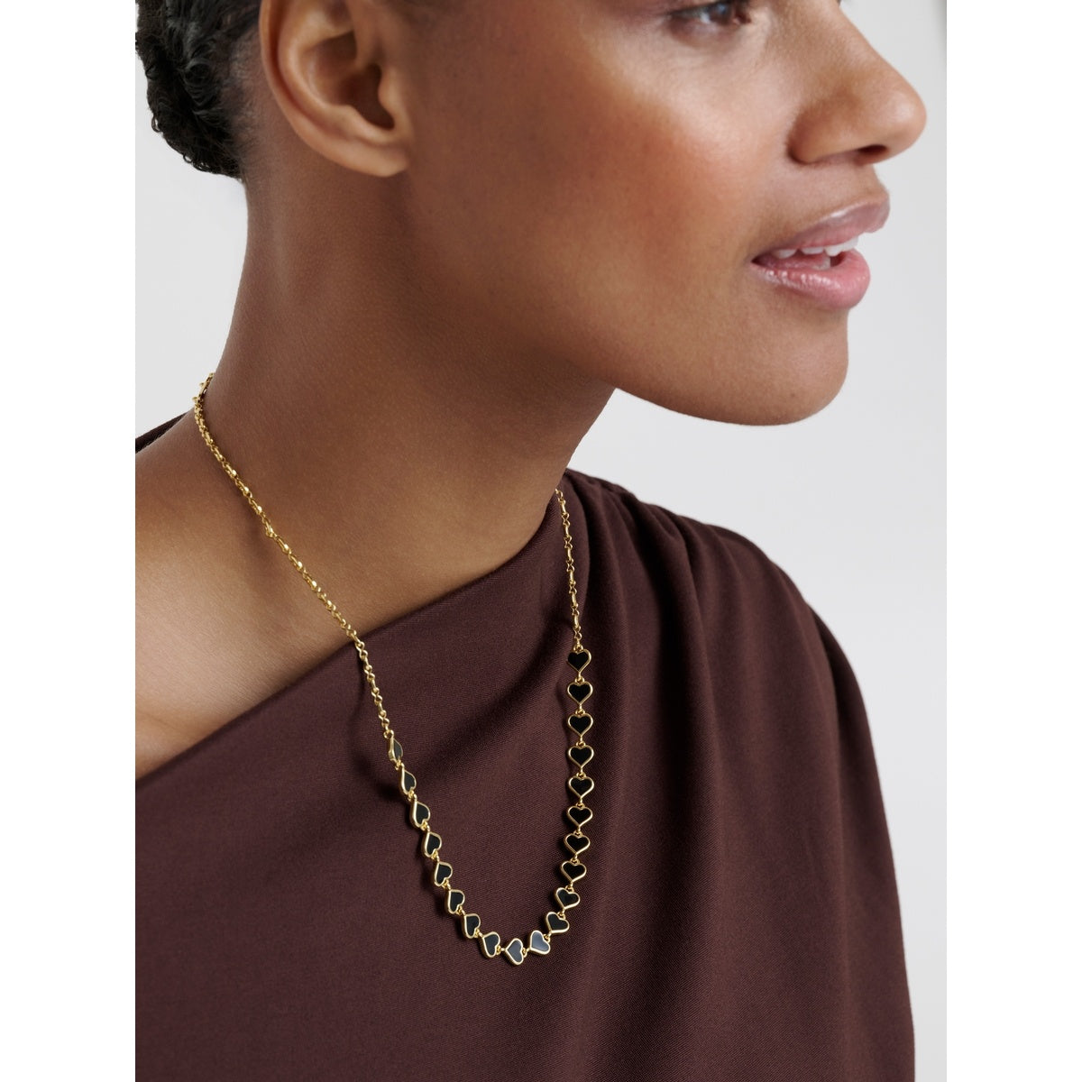 Ted Baker Gold Hazel Enamel Heart Black Necklace