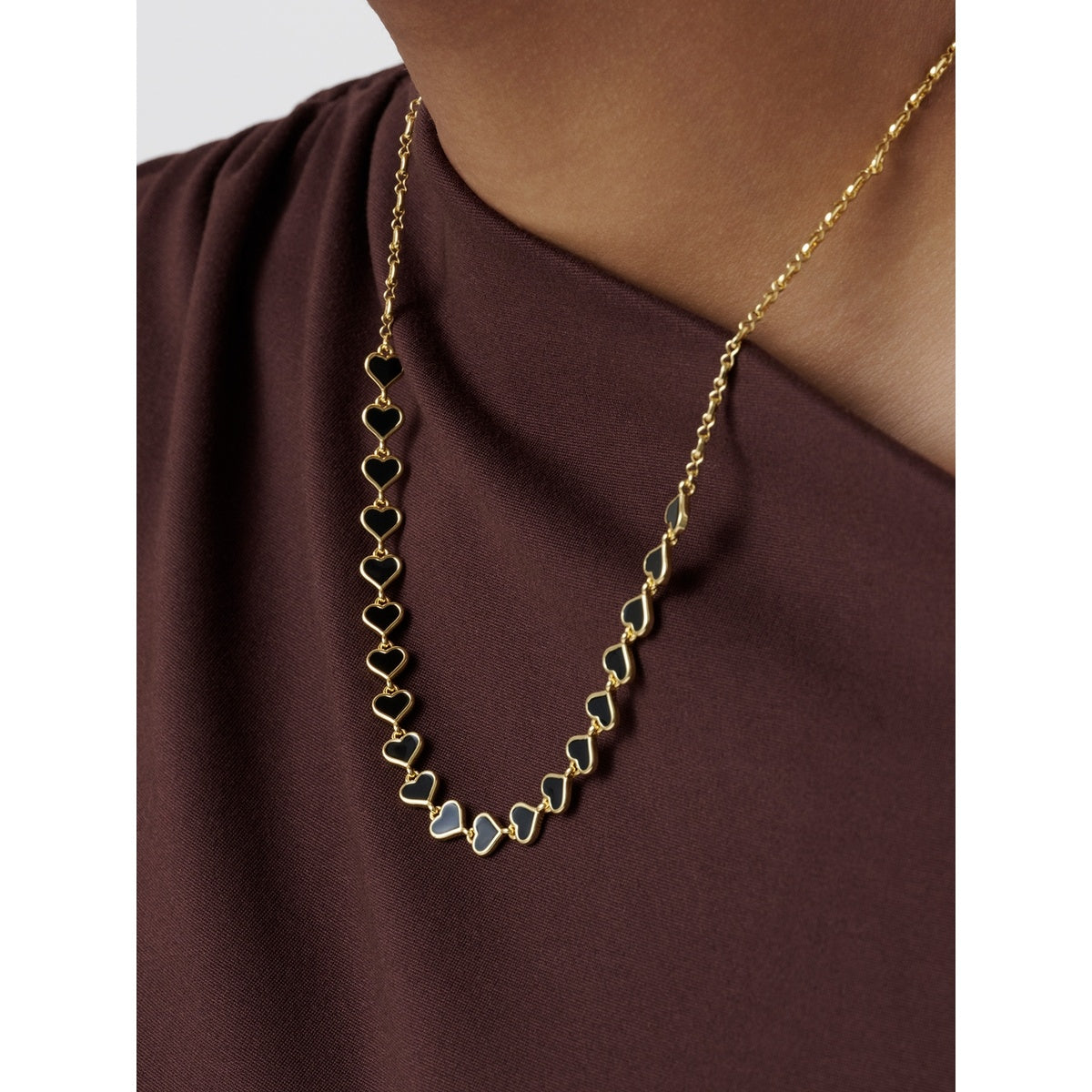 Ted Baker Gold Hazel Enamel Heart Black Necklace