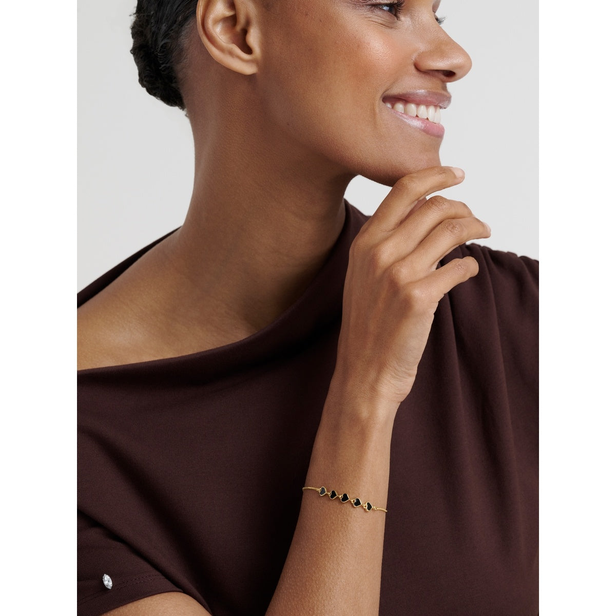 Ted Baker Gold Harriet Enamel Heart Black Sliding Bracelet