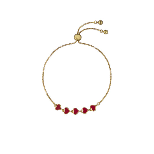 Ted Baker Gold Harriet Enamel Heart Red Slider Bracelet