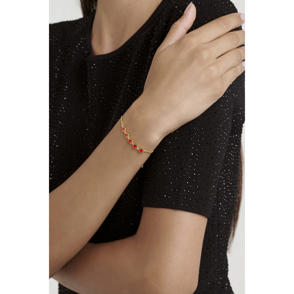 Ted Baker Gold Harriet Enamel Heart Red Slider Bracelet