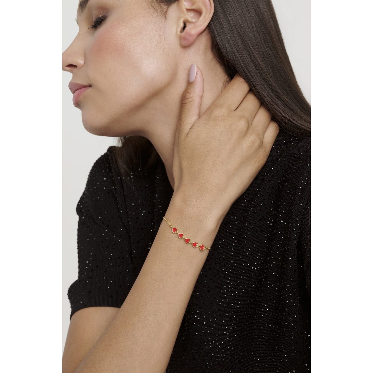 Ted Baker Gold Harriet Enamel Heart Red Slider Bracelet