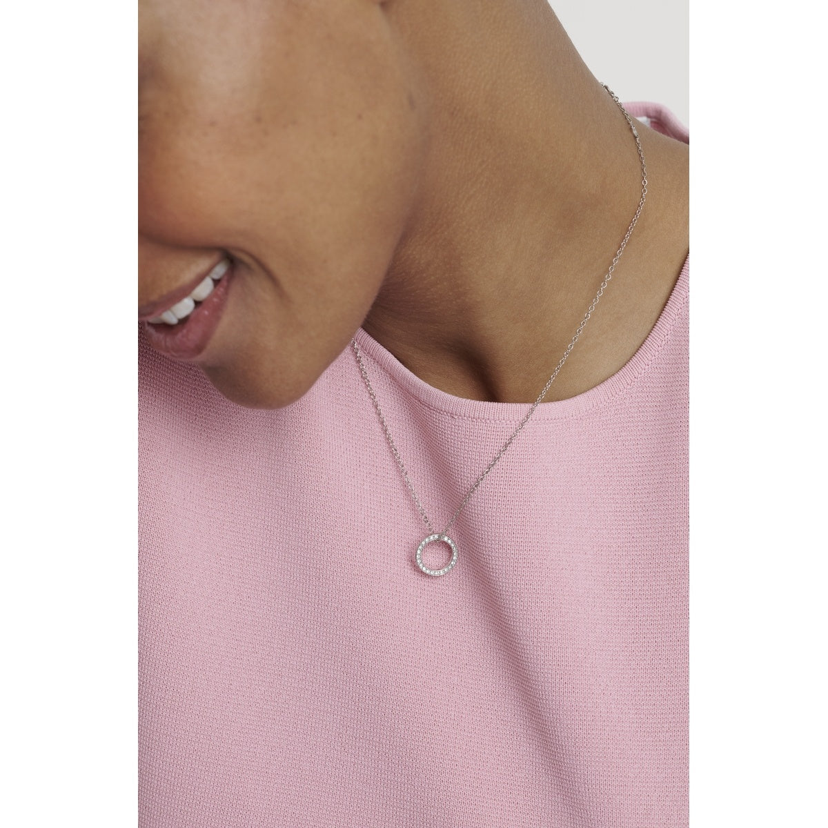 Ted Baker Silver Heri Hoopla Pavé Open Circle Necklace