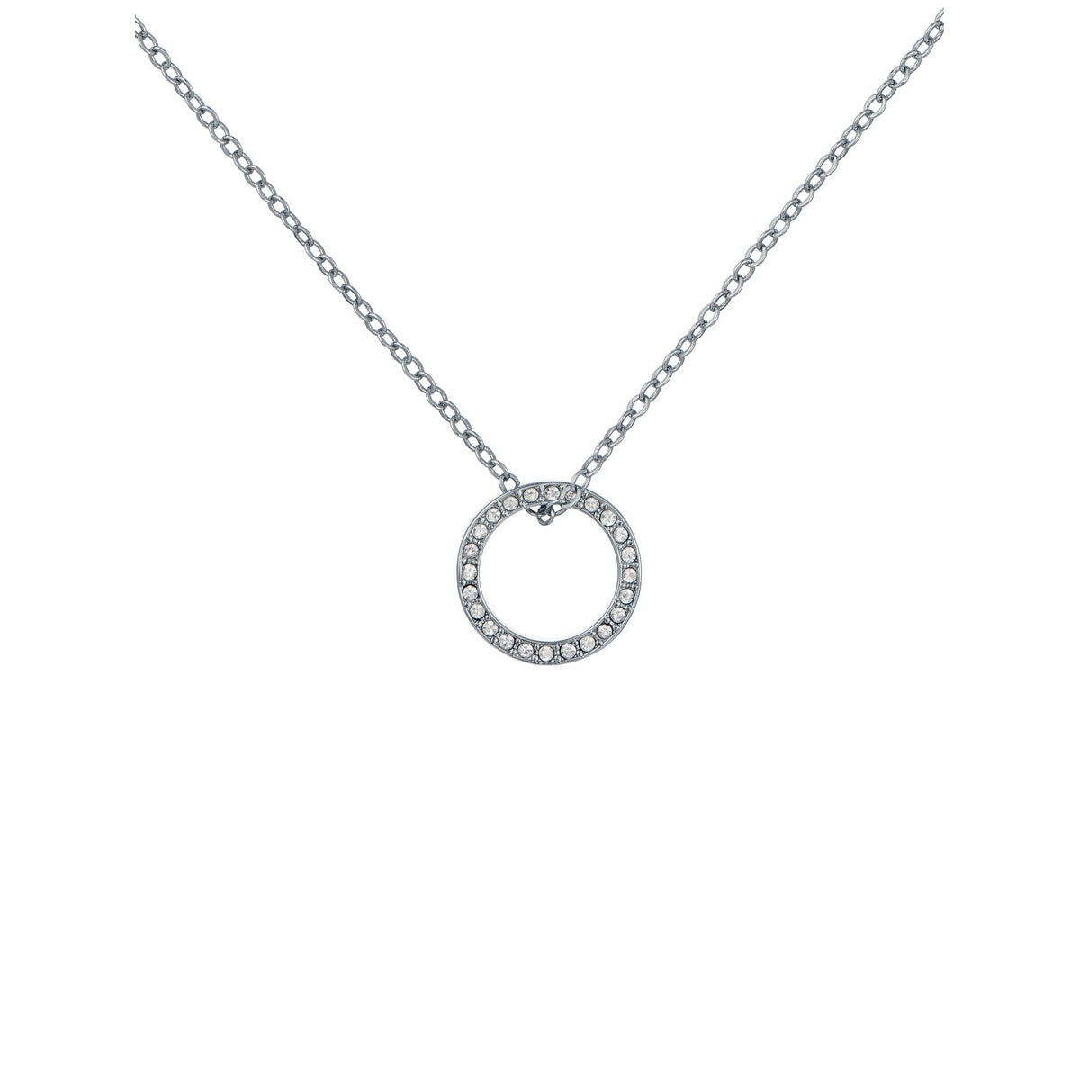 Ted Baker Silver Heri Hoopla Pavé Open Circle Necklace