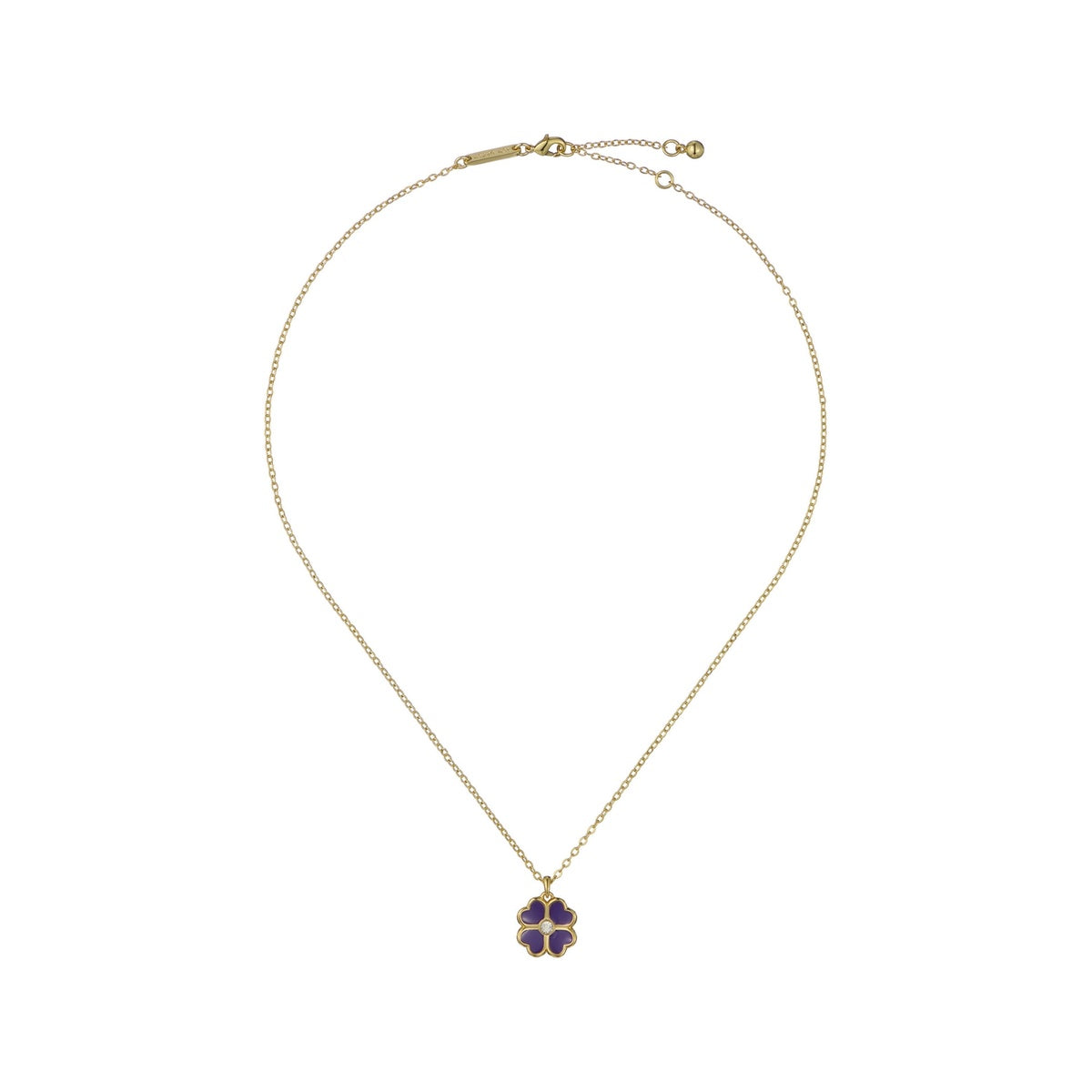 Ted Baker Gold Fern Enamel Flower Purple Necklace