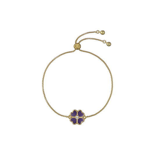 Ted Baker Gold Felicity Enamel Flower Purple Sliding Bracelet