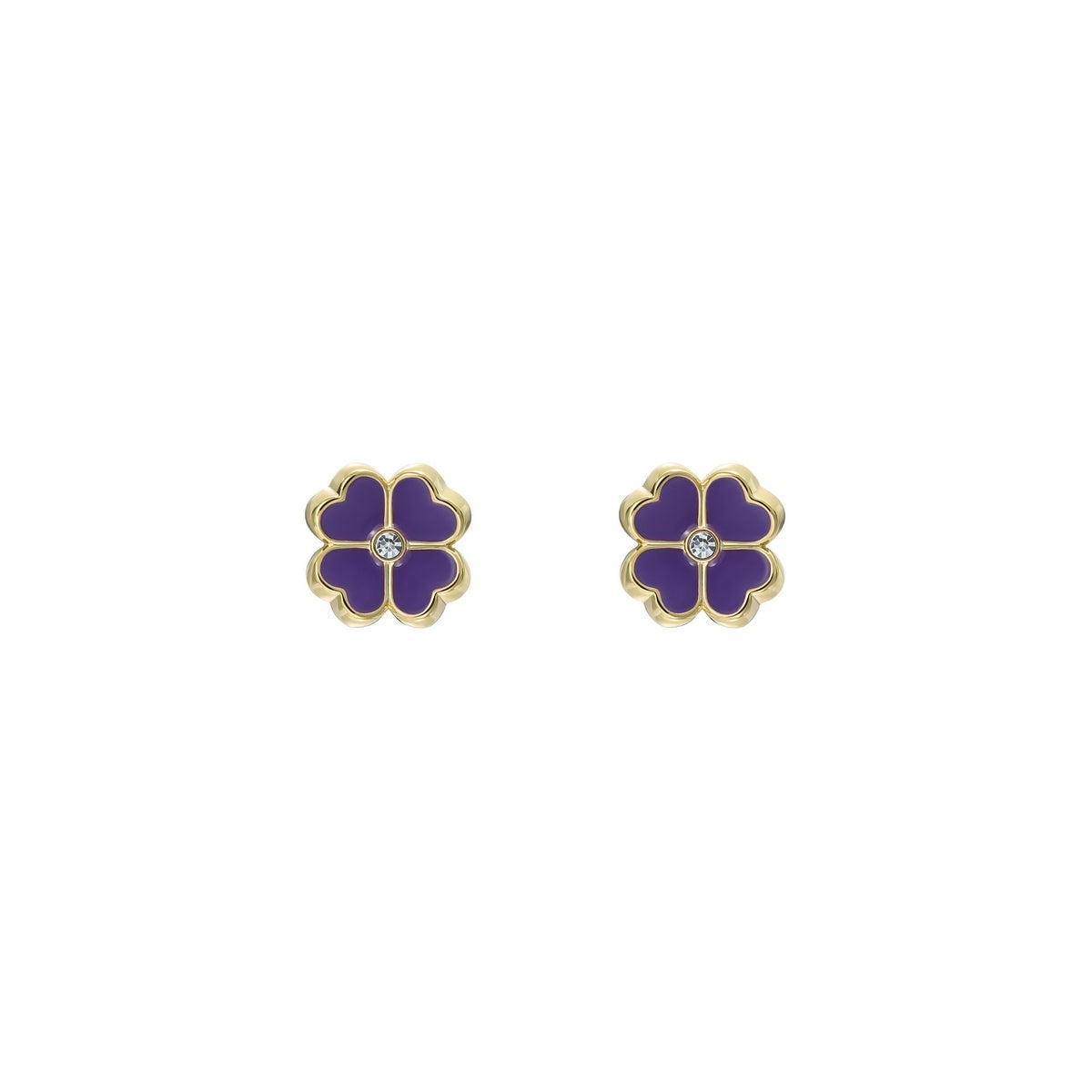 Ted Baker Gold Freya Enamel Flower Purple Stud Earrings