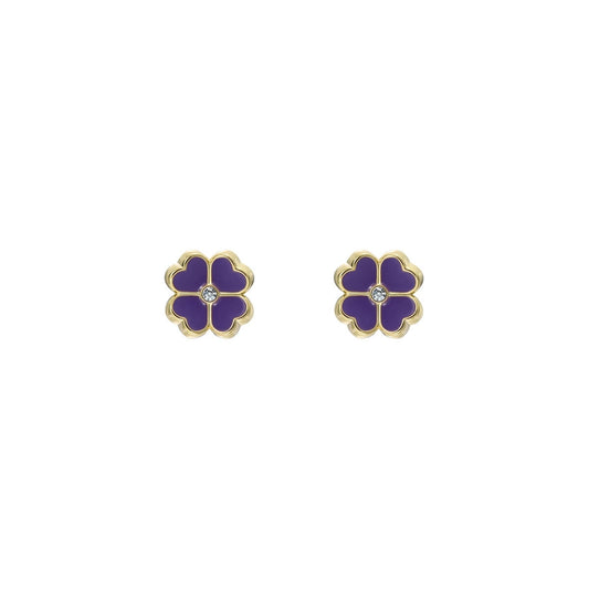 Ted Baker Gold Freya Enamel Flower Purple Stud Earrings