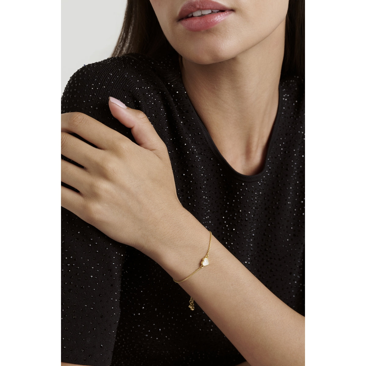 Ted Baker Gold Serena Pearl Shimmer Heart Slider Bracelet