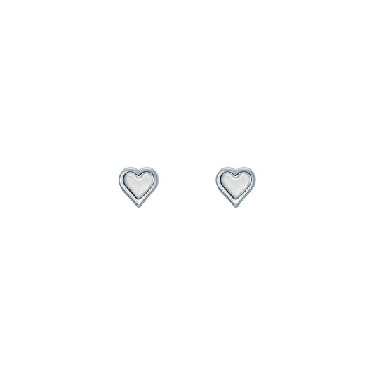 Ted Baker Silver Simone Pearl Shimmer Heart Micro Stud Earrings
