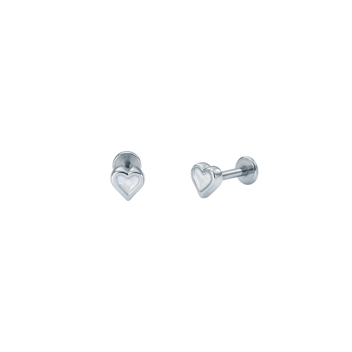 Ted Baker Silver Simone Pearl Shimmer Heart Micro Stud Earrings