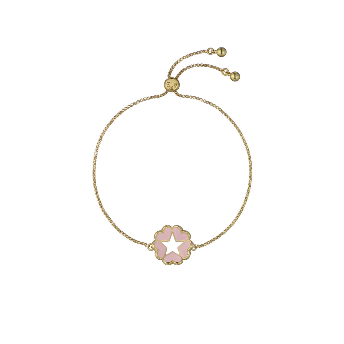 Ted Baker Gold Harleigh Enamel Heart Star Pink Slider Bracelet