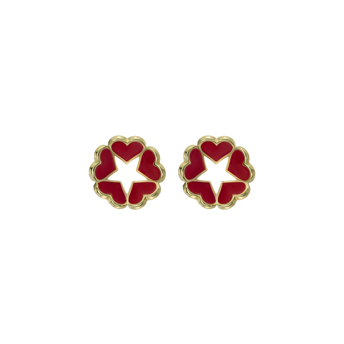 Ted Baker Gold Hollie Enamel Heart Star Red Stud Earrings
