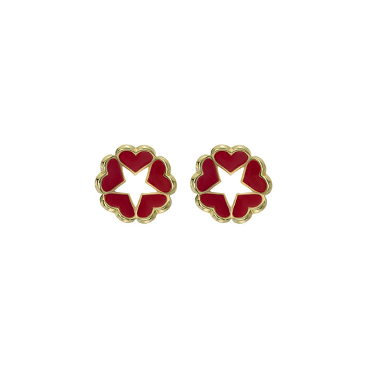 Ted Baker Gold Hollie Enamel Heart Star Red Stud Earrings